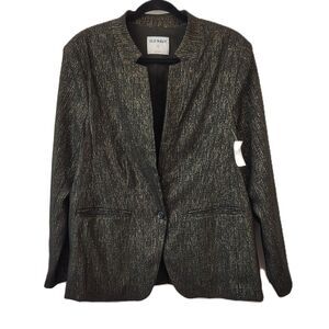 New! OLD NAVY Blazer Jacket XL Women's Black & Gold Long Sleeve Single Button